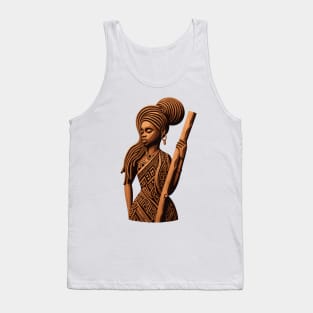 Afrocentric Woman Wooden Carving Tank Top